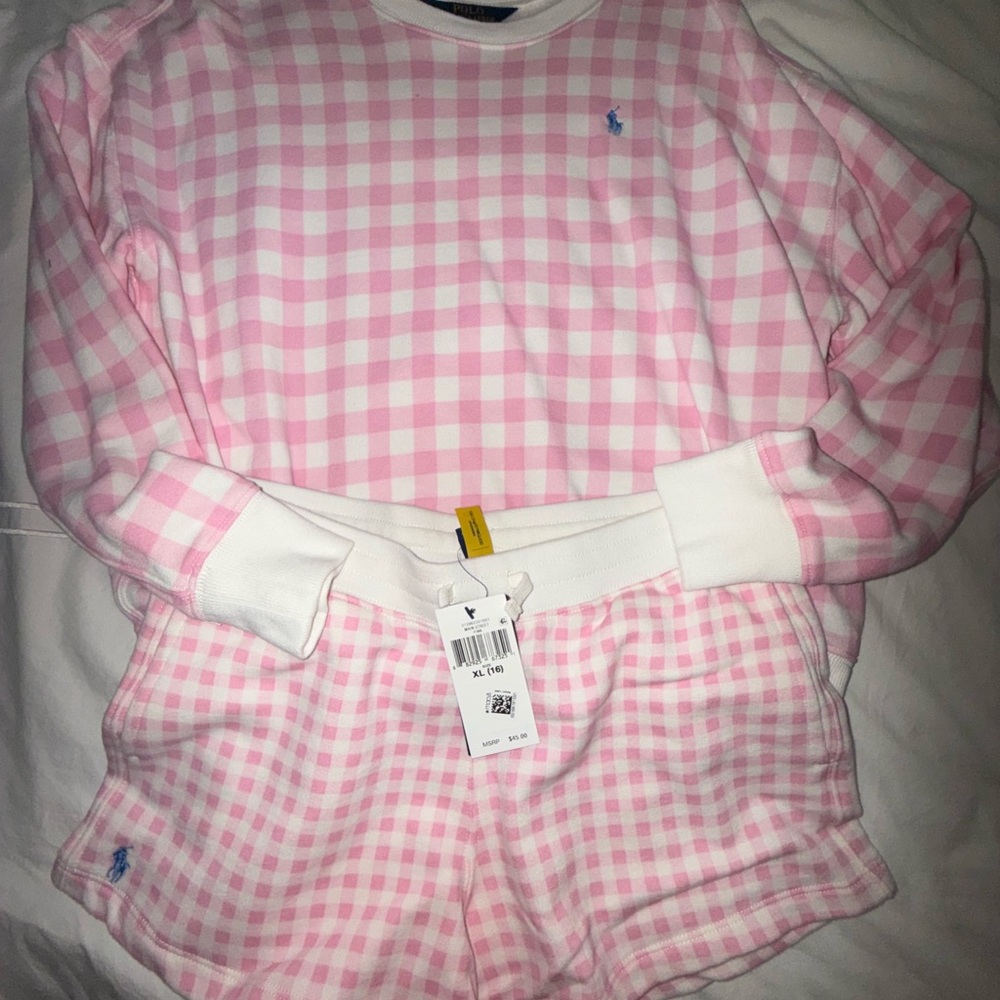 Girls L/ 12/14 top matching XL short Ralph Lauren Polo Checkered Kids matching
